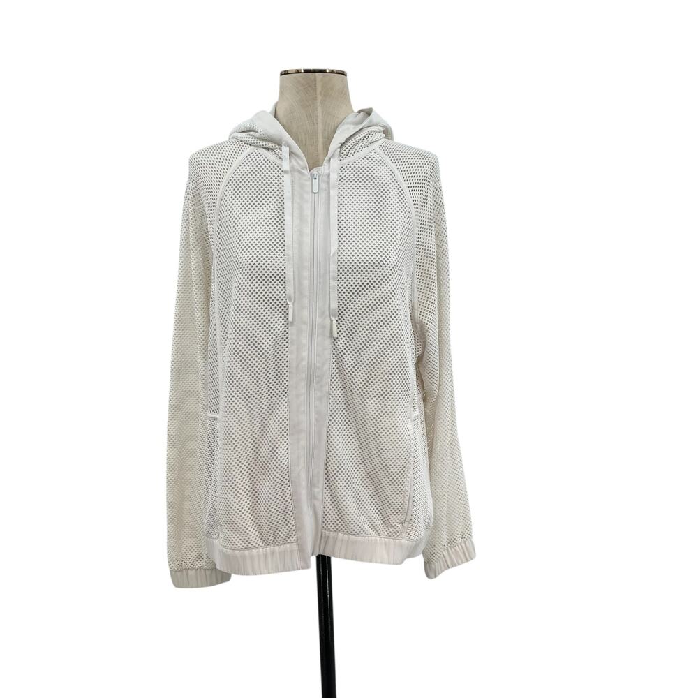 Lululemon Mesh on Mesh Jacket Zip Up Hooded White Size‎ 10